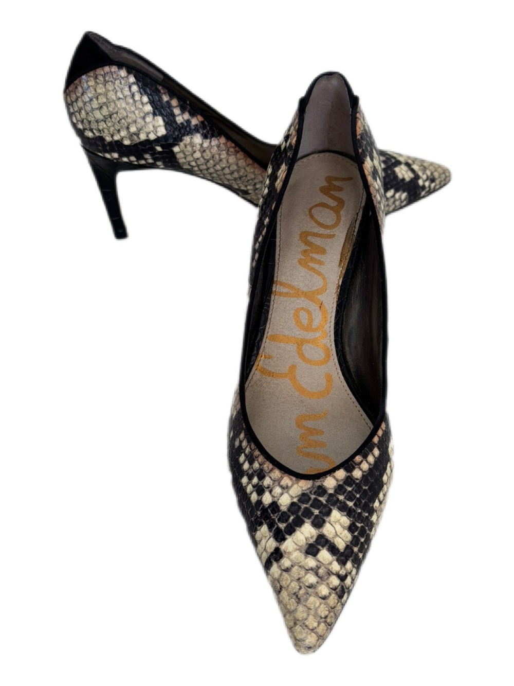 Sam Edelman "Hazel" Snakeskin Python Embossed Leather Pointed Toe Pumps SZ 8